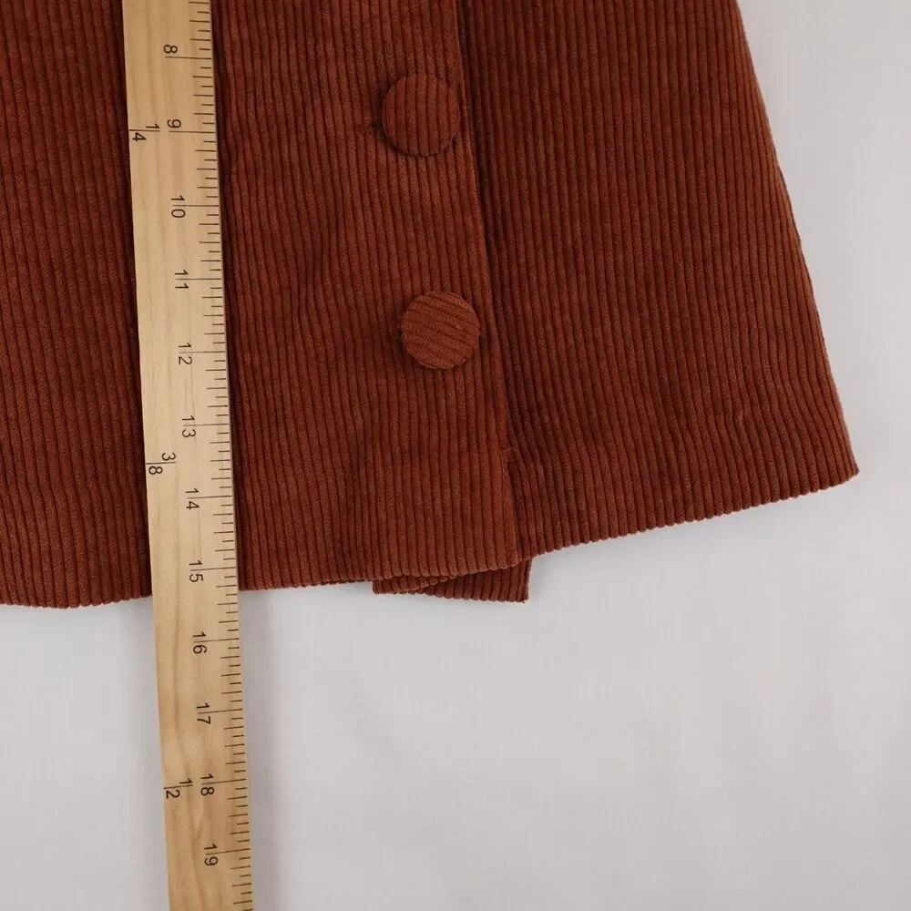 Fashion On Earth Corduroy Skirt Women's Size Small Brown Button Mini Fall Y2K